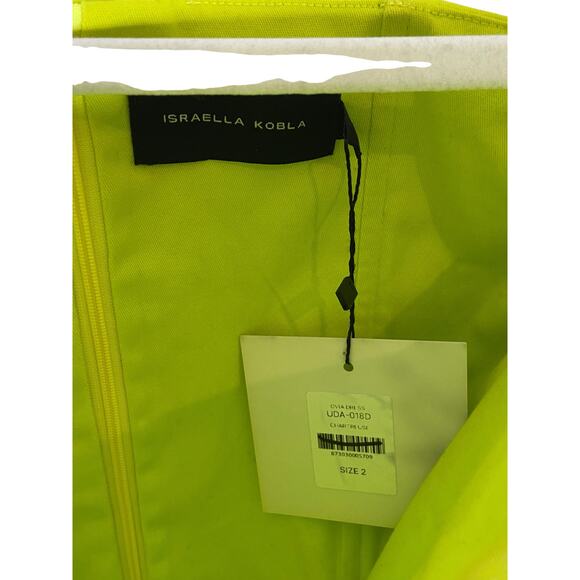 Israella Kobla Ovia Mini Dress Off The Shoulder Statement Party Chartreuse Sz 2 - Picture 10 of 16